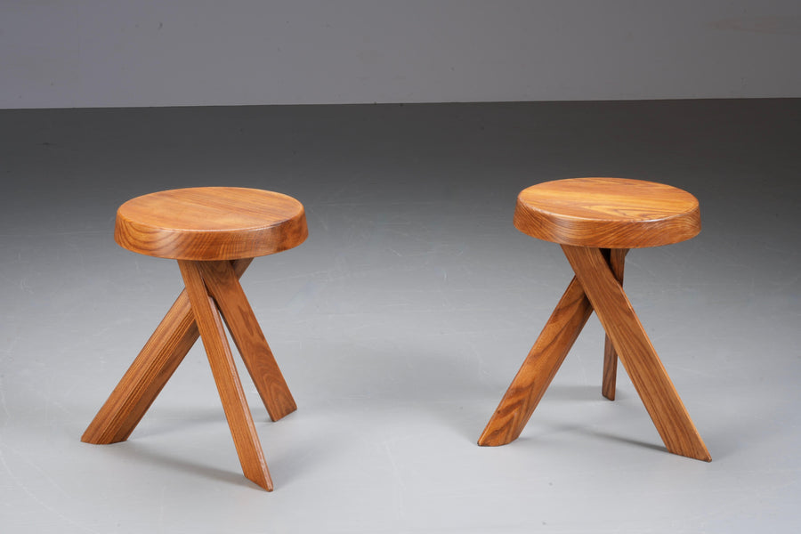 Set of 2 S13A Stools old version by Pierre Chapo in Elm, France, 1970's