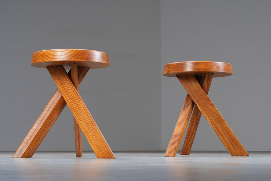 Set of 2 S13A Stools old version by Pierre Chapo in Elm, France, 1970's