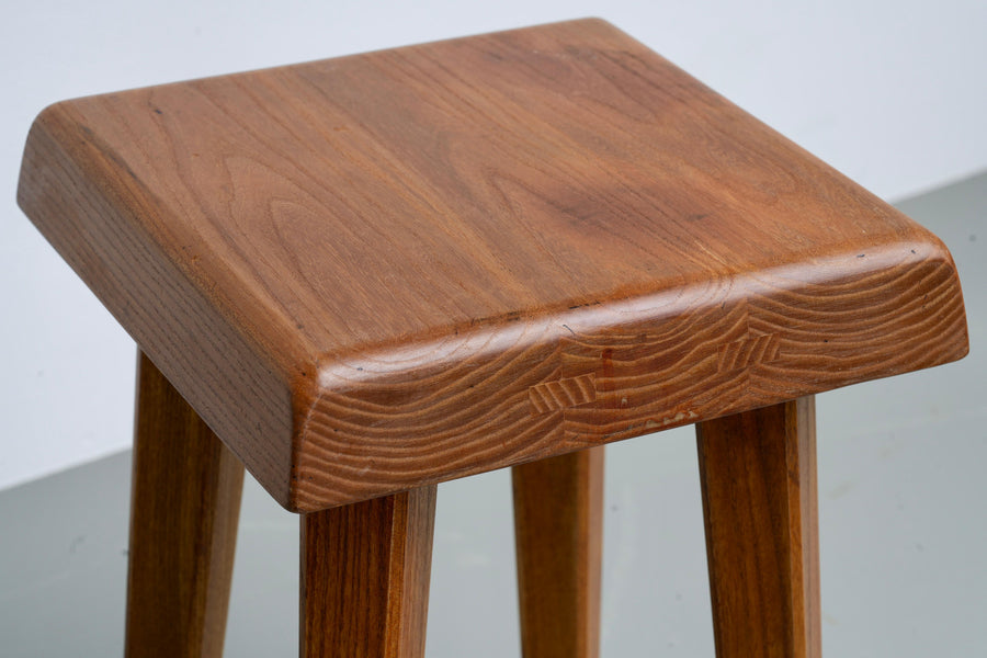 Set of 2 Pierre Chapo Stools S01 patinated old version in Elm, France, 1970's