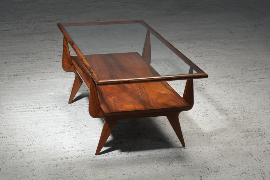 Coffee Table by Giuseppe Scapinelli in Teak and Glass, Brazil, 1950's