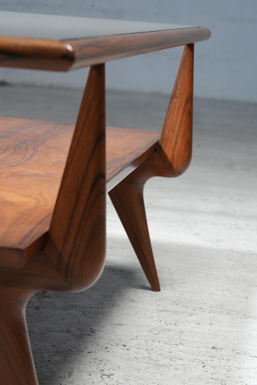 Coffee Table by Giuseppe Scapinelli in Teak and Glass, Brazil, 1950's