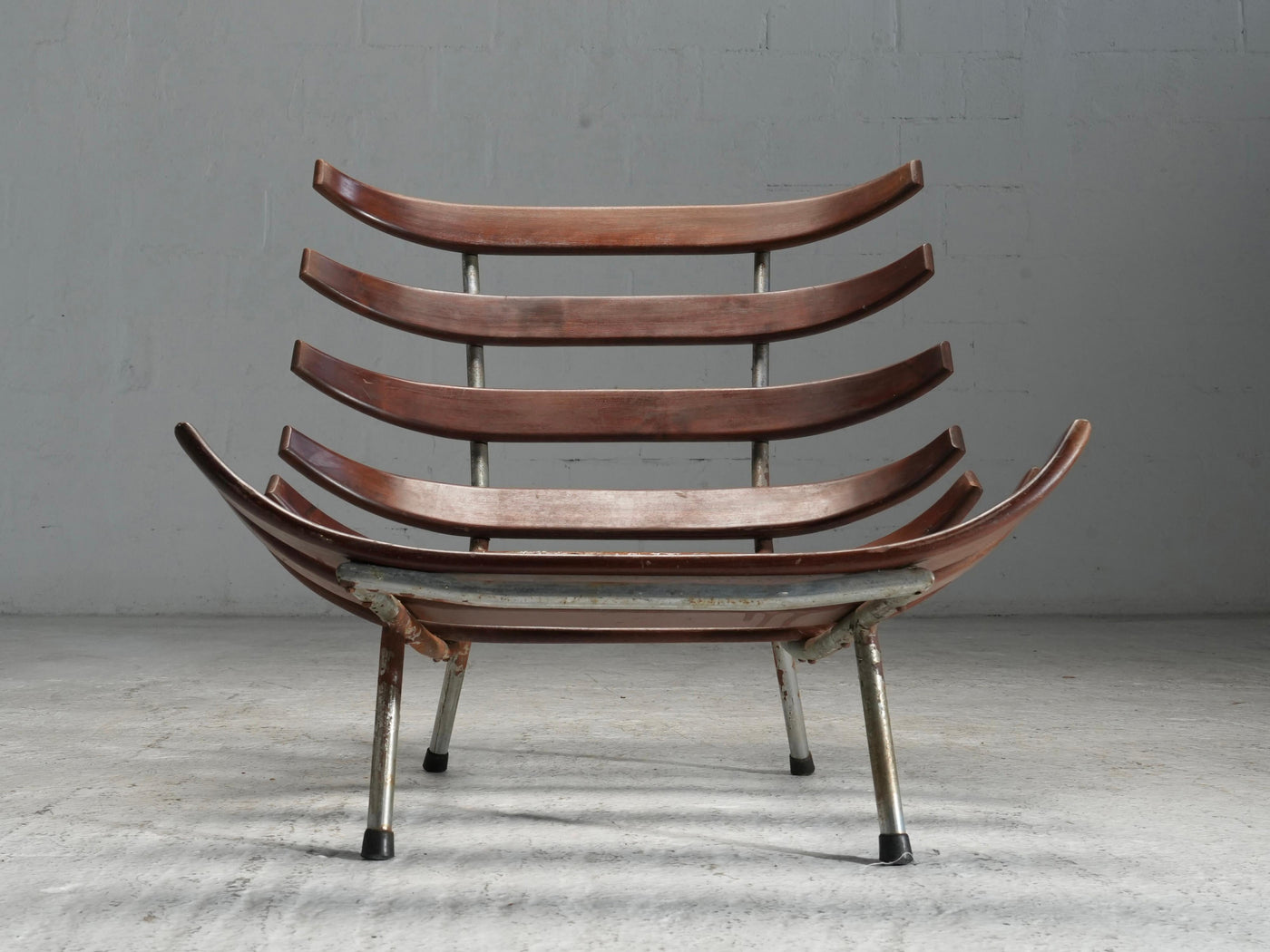 Rib Chair in Teak and Metal, Brazil, 1950's