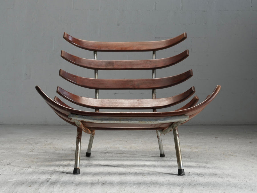 Rib Chair in Teak and Metal, Brazil, 1950's