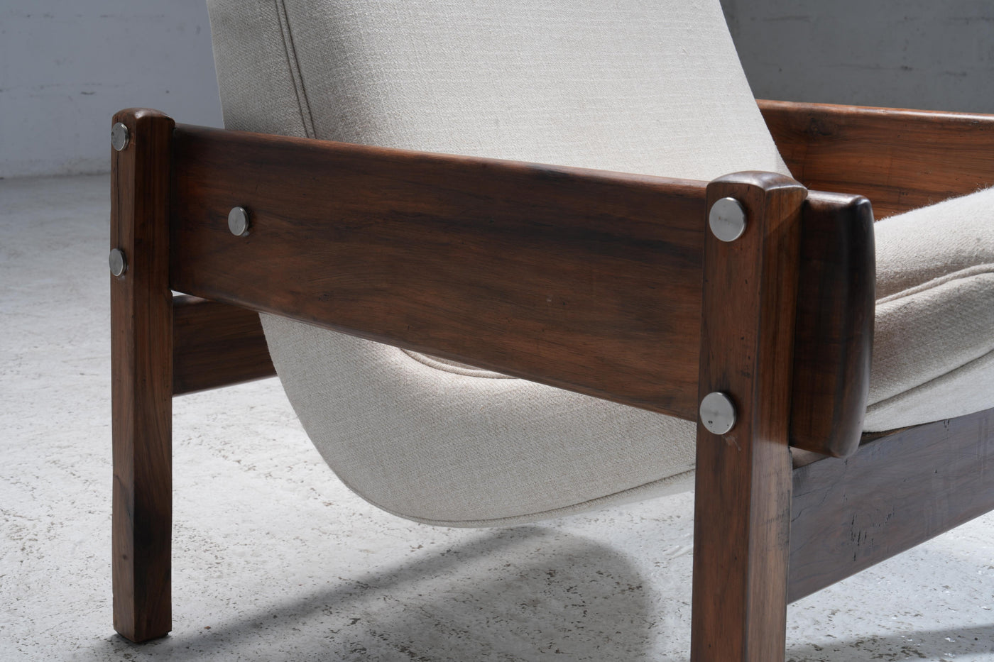 'Vronka' Armchair by Sergio Rodrigues in Wood and Fabric, Brazil, 1962