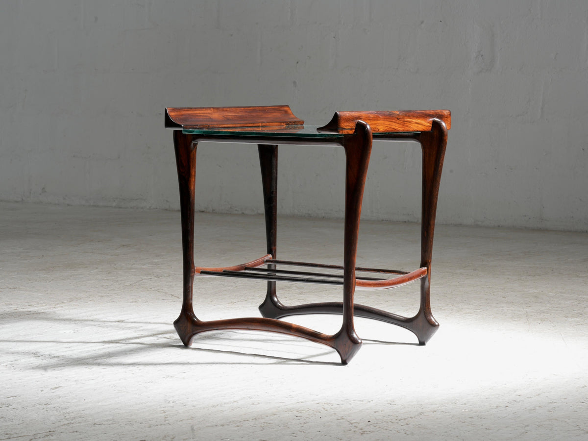 Side Table by Giuseppi Scapinelli, in Wood and Glass, Brazil, 1950's