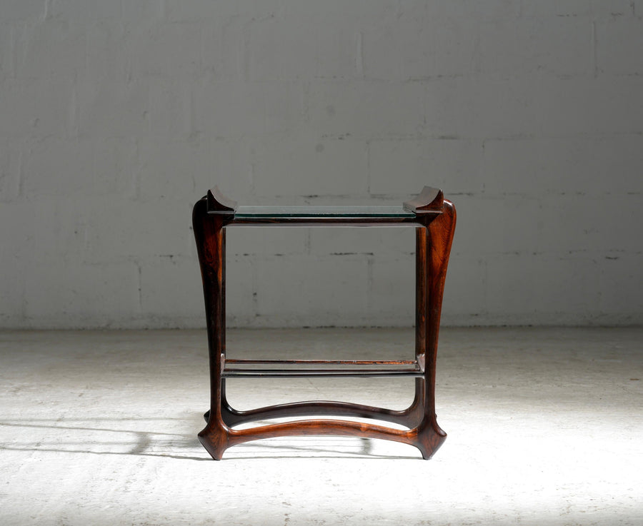 Side Table by Giuseppi Scapinelli, in Wood and Glass, Brazil, 1950's