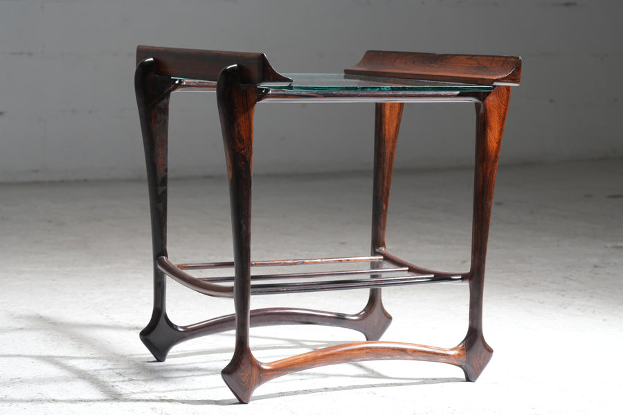 Side Table by Giuseppi Scapinelli, in Wood and Glass, Brazil, 1950's
