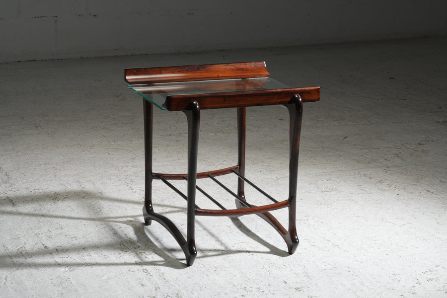 Side Table by Giuseppi Scapinelli, in Wood and Glass, Brazil, 1950's