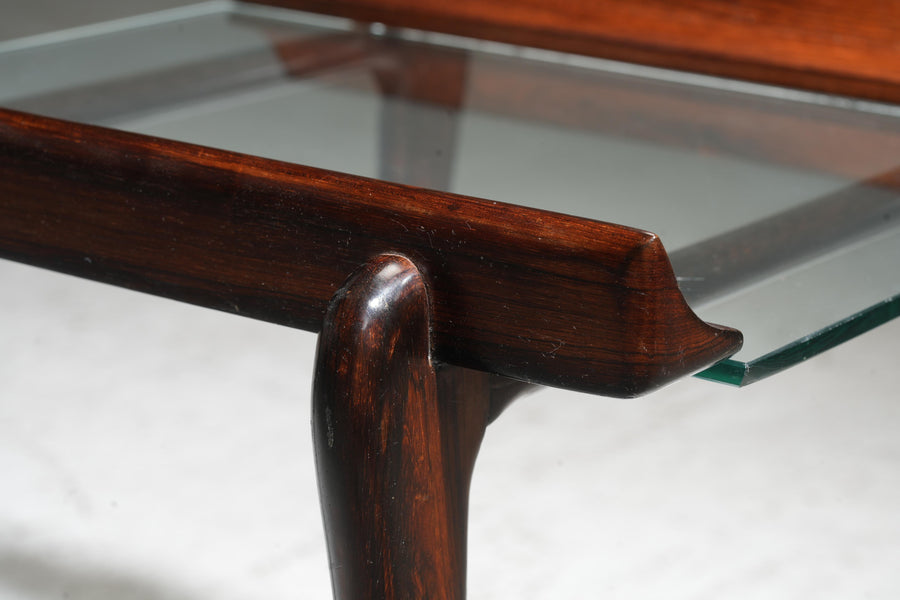 Side Table by Giuseppi Scapinelli, in Wood and Glass, Brazil, 1950's