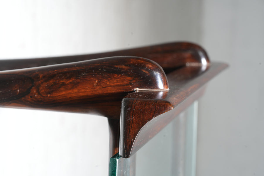 Side Table by Giuseppi Scapinelli, in Wood and Glass, Brazil, 1950's