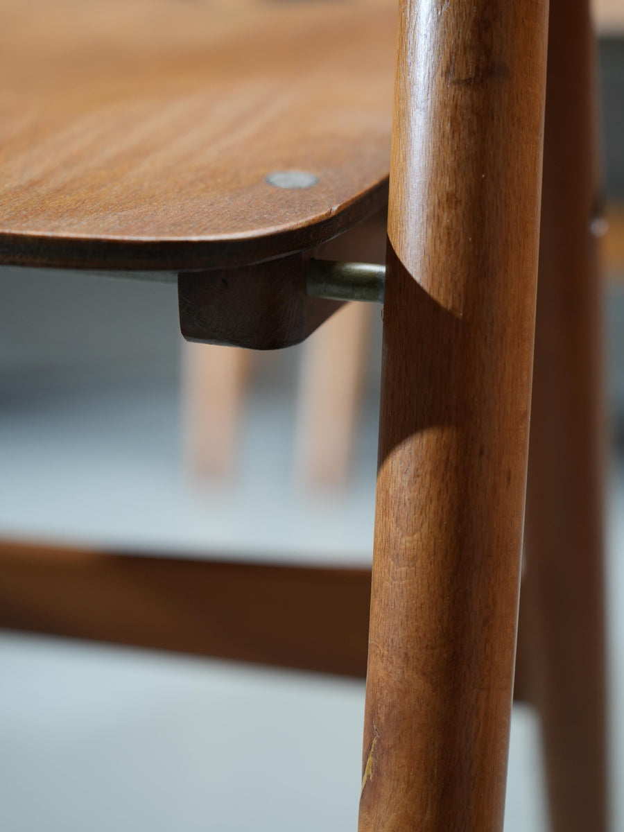 Set of 2 Egon Eiermann Folding Chairs in Beech and Metal, Germany, 1950's