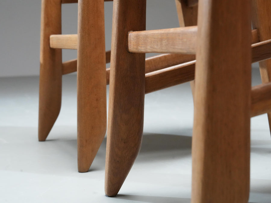 Set of 6 Guillerme et Chambron Dining Chairs in Oak, France, 1960's