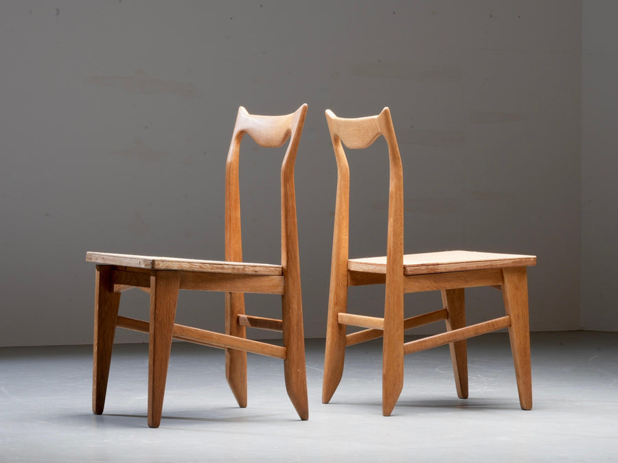 Set of 6 Guillerme et Chambron Dining Chairs in Oak, France, 1960's