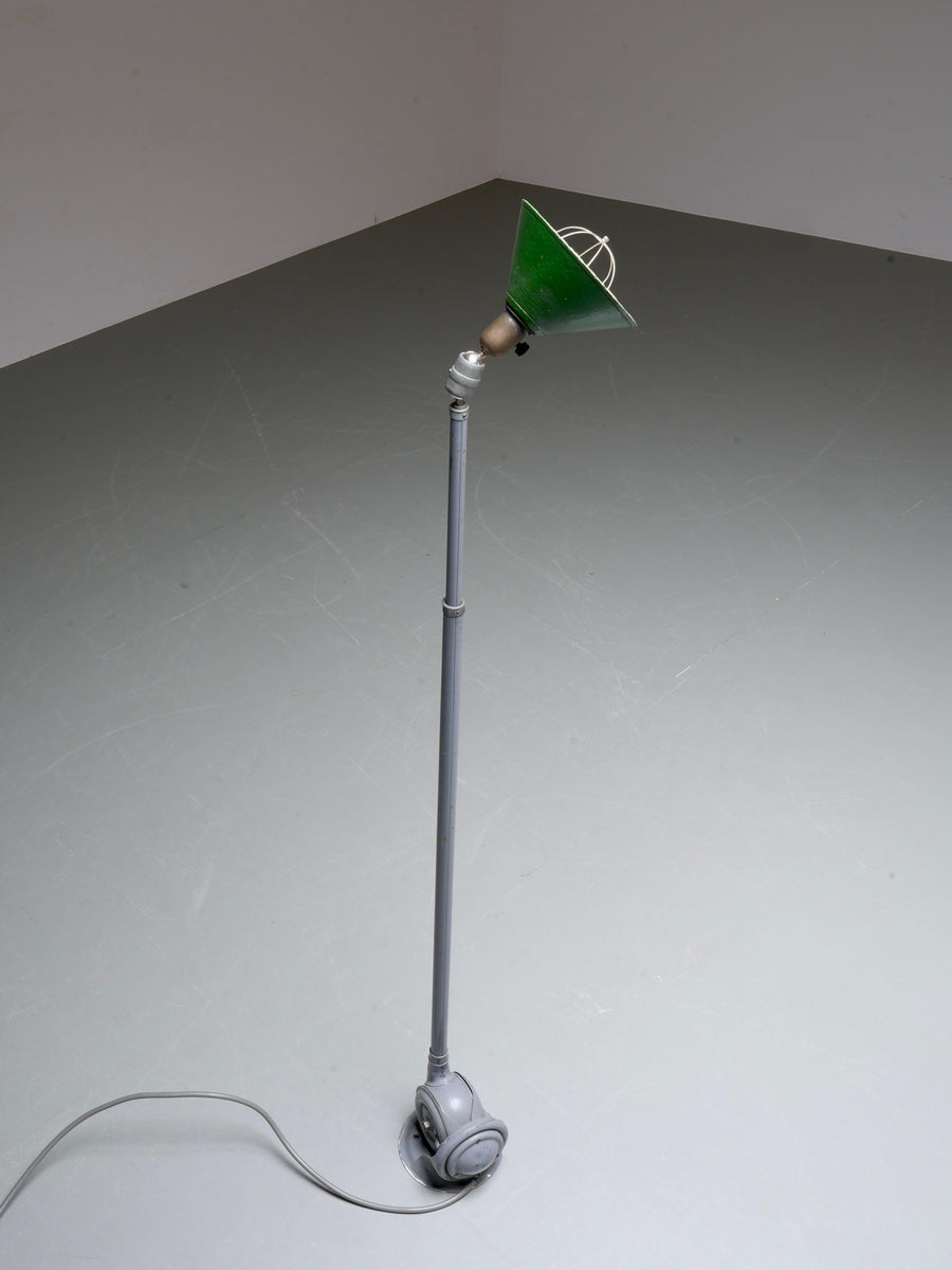 Old Version Johan Petterson Triplex Lamp with Green Shade, Sweden, 1930's