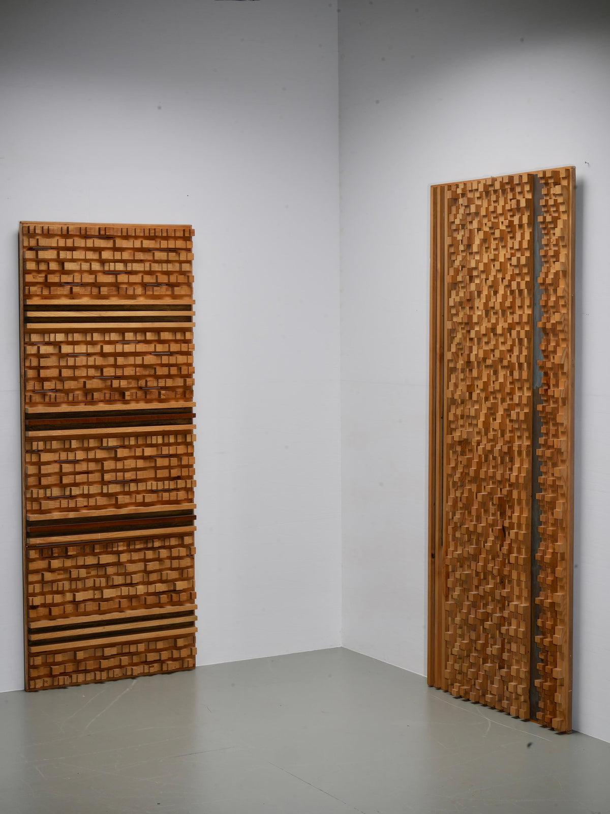 Set of 2 Wall Panels by Stefano d"Amico in Ash and Brass, Italy, 1970's