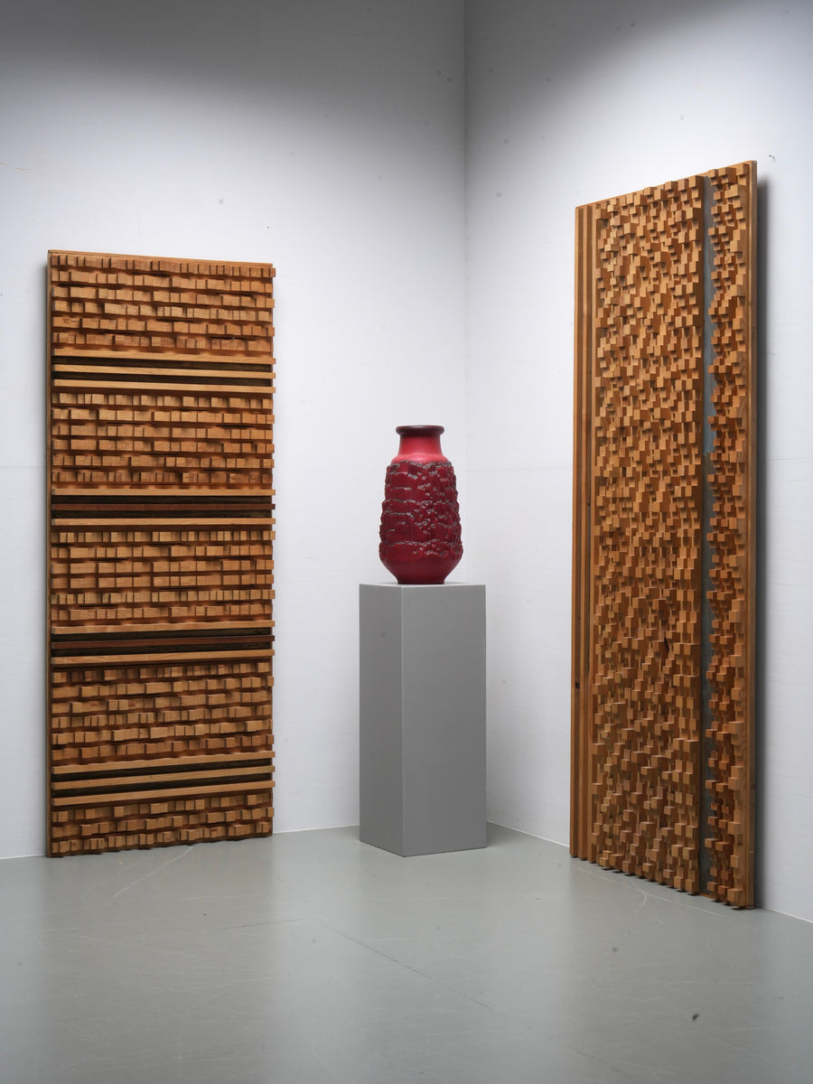 Set of 2 Wall Panels by Stefano d"Amico in Ash and Brass, Italy, 1970's