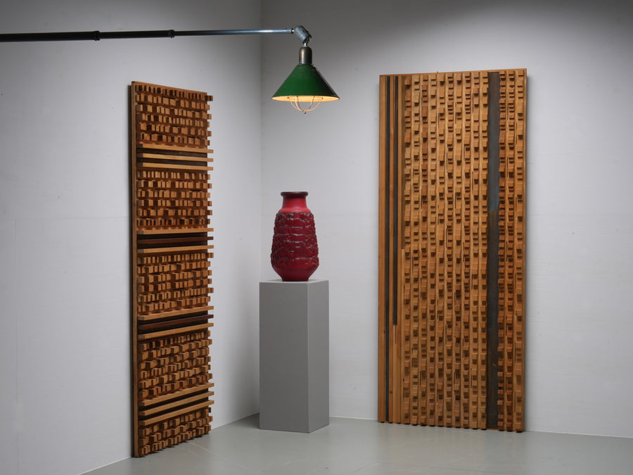 Set of 2 Wall Panels by Stefano d"Amico in Ash and Brass, Italy, 1970's