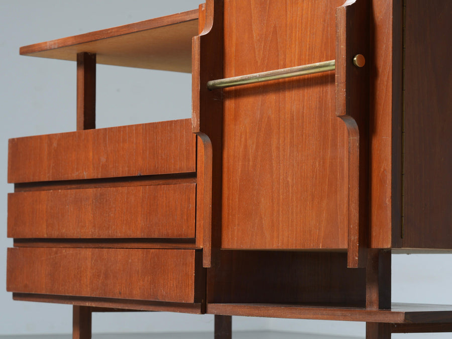 Geometrical Credenza in Wood and Brass, Italy 1960's