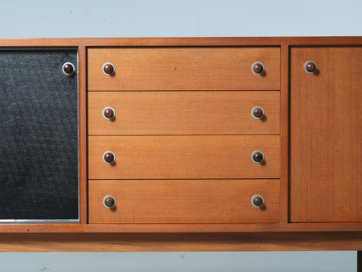 Italian Sideboard in Teak, Metal and Black Laminate, 1960's