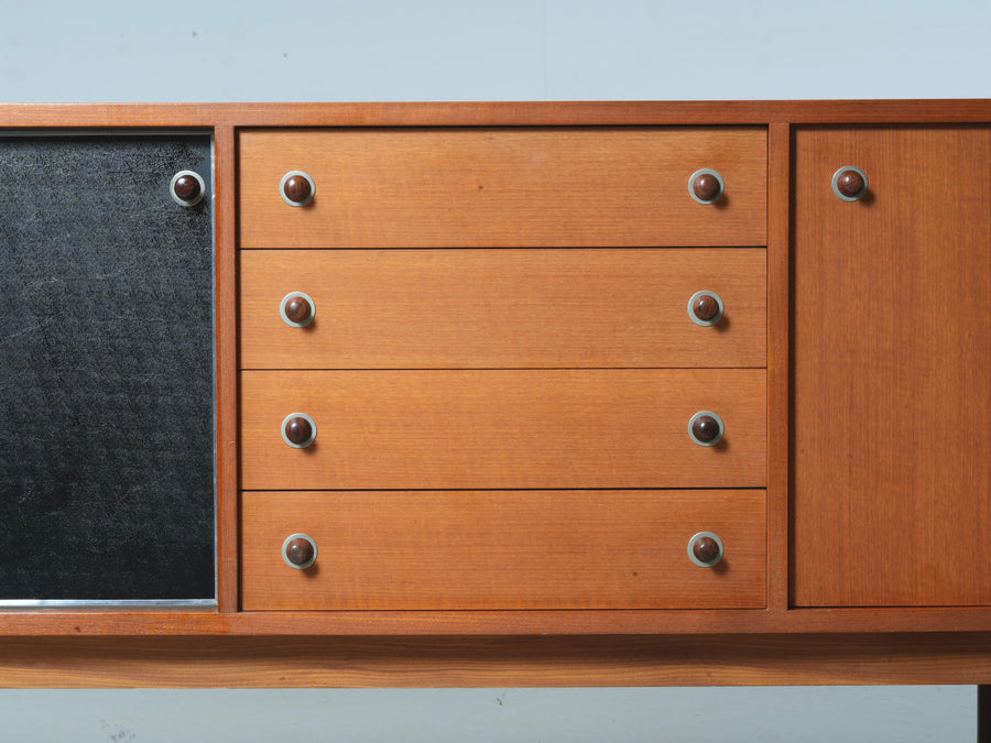 Italian Sideboard in Teak, Metal and Black Laminate, 1960's