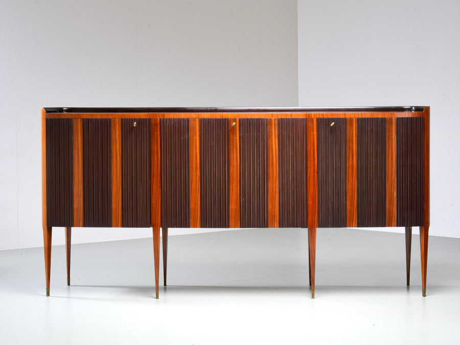 Paolo Buffa Eight-Legs Grande Credenza in Wood, Brass and Glass, Italy, 1950's — photo 5