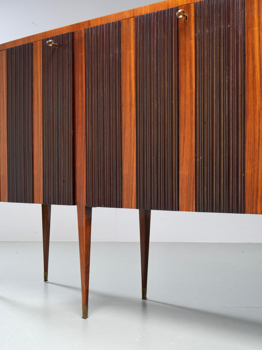 Paolo Buffa Eight-Legs Grande Credenza in Wood, Brass and Glass, Italy, 1950's — photo 9