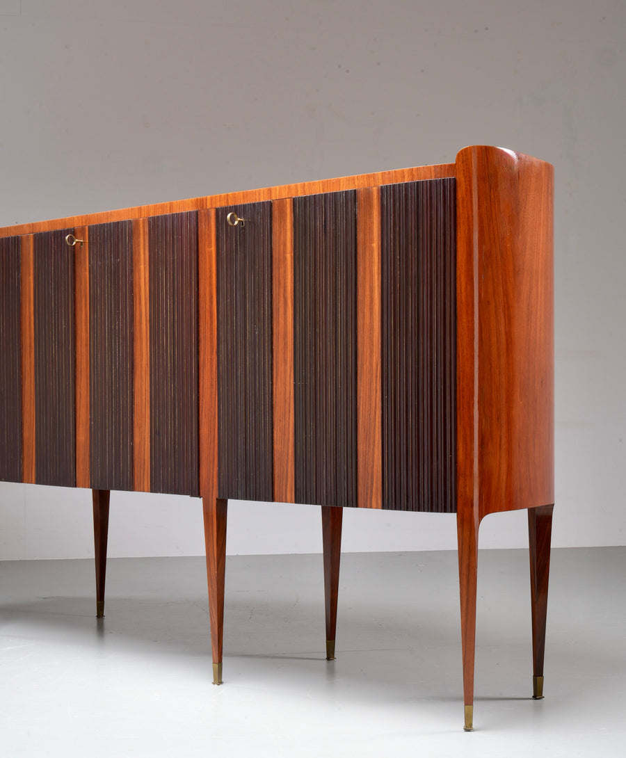 Paolo Buffa Eight-Legs Grande Credenza in Wood, Brass and Glass, Italy, 1950's — photo 13
