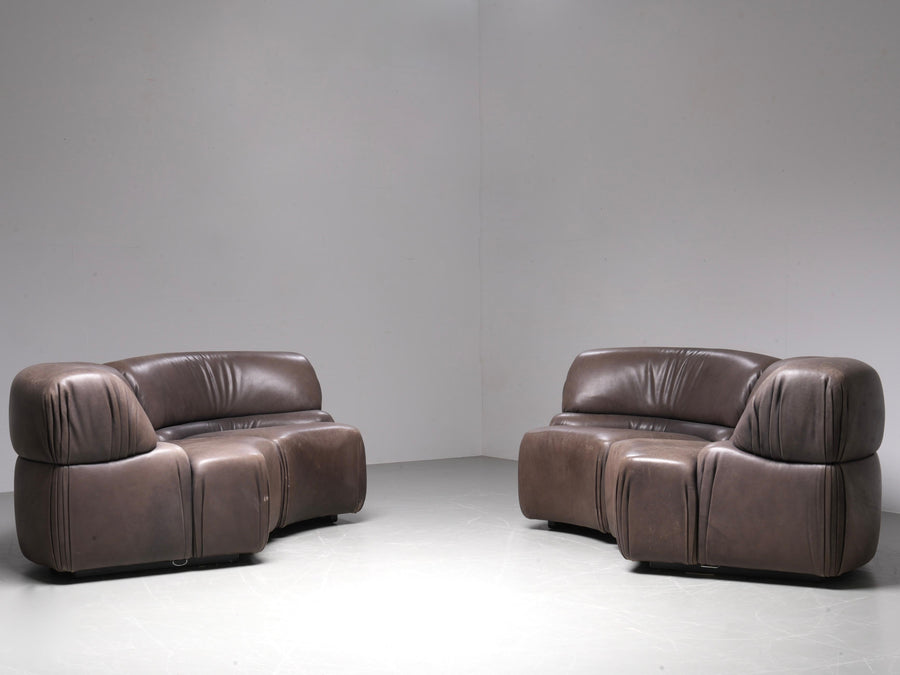 De Sede 'Cosmos' DS28 modular sofa in grey / brown Leather, Switzerland, 1970's