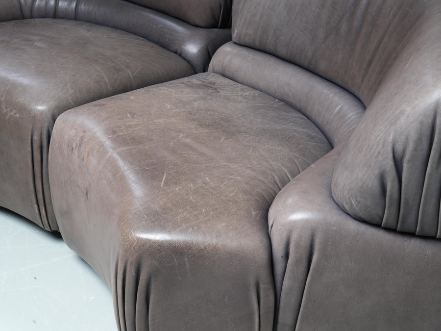 De Sede 'Cosmos' DS28 modular sofa in grey / brown Leather, Switzerland, 1970's