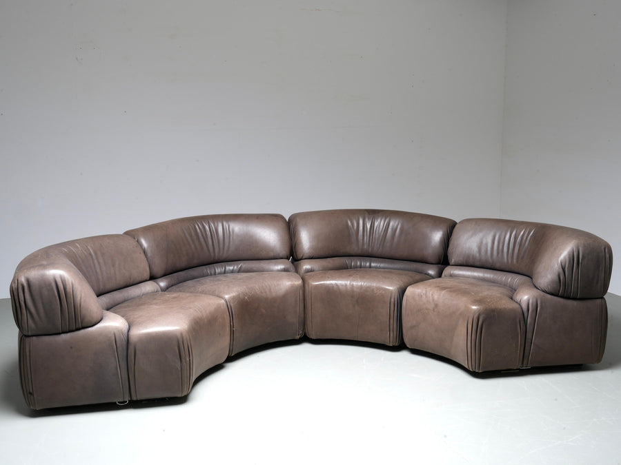 De Sede 'Cosmos' DS28 modular sofa in grey / brown Leather, Switzerland, 1970's