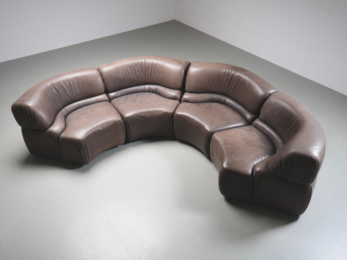 De Sede 'Cosmos' DS28 modular sofa in grey / brown Leather, Switzerland, 1970's