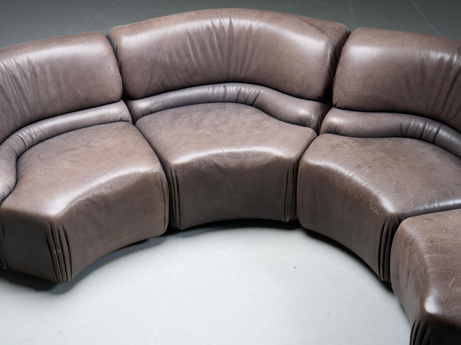 De Sede 'Cosmos' DS28 modular sofa in grey / brown Leather, Switzerland, 1970's