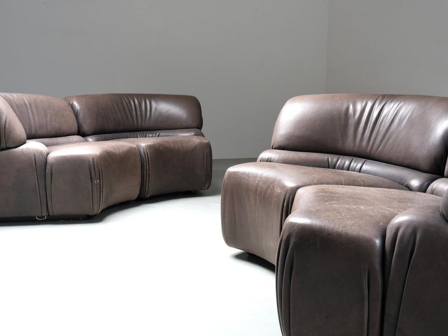De Sede 'Cosmos' DS28 modular sofa in grey / brown Leather, Switzerland, 1970's