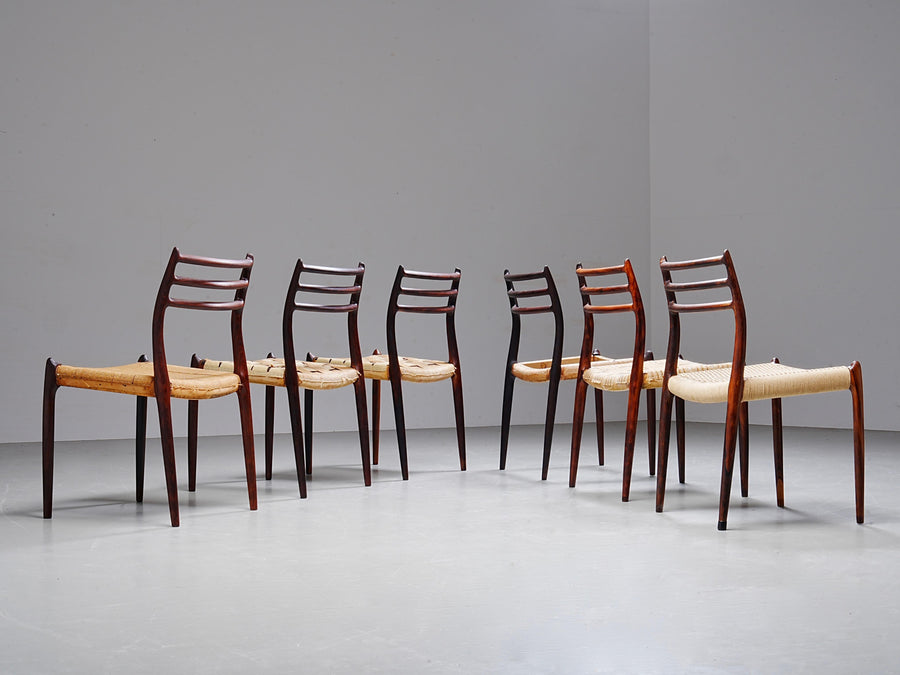 Set of 6 Niels Otto Møller chairs in Wood, Denmark, 1960's