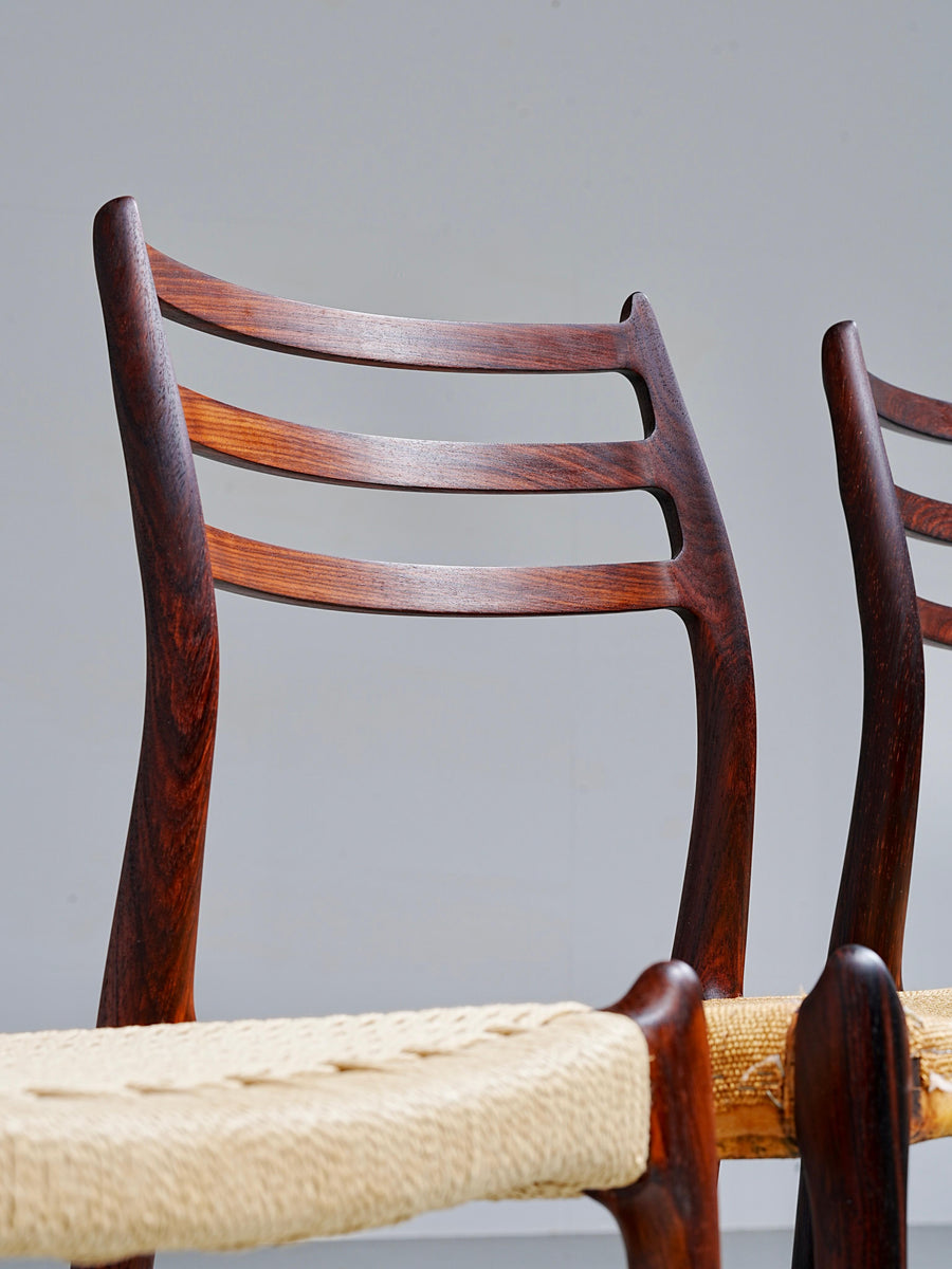 Set of 6 Niels Otto Møller chairs in Wood, Denmark, 1960's