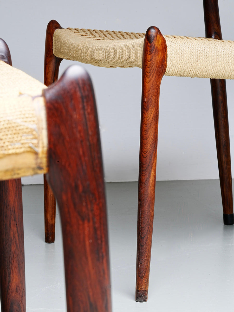 Set of 6 Niels Otto Møller chairs in Wood, Denmark, 1960's