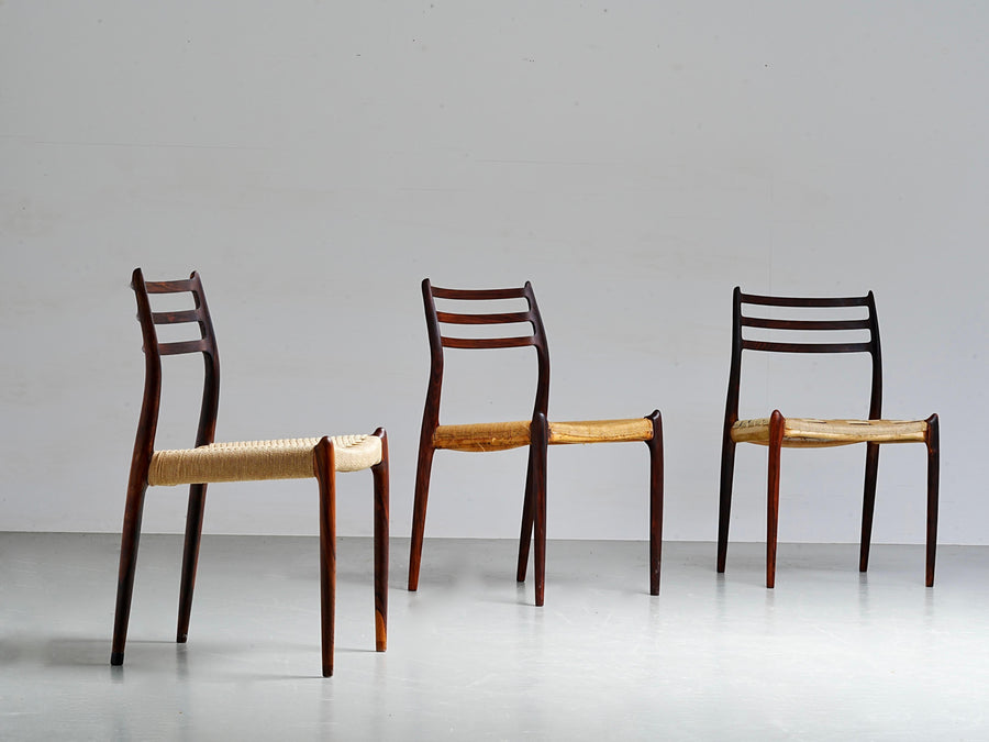 Set of 6 Niels Otto Møller chairs in Wood, Denmark, 1960's