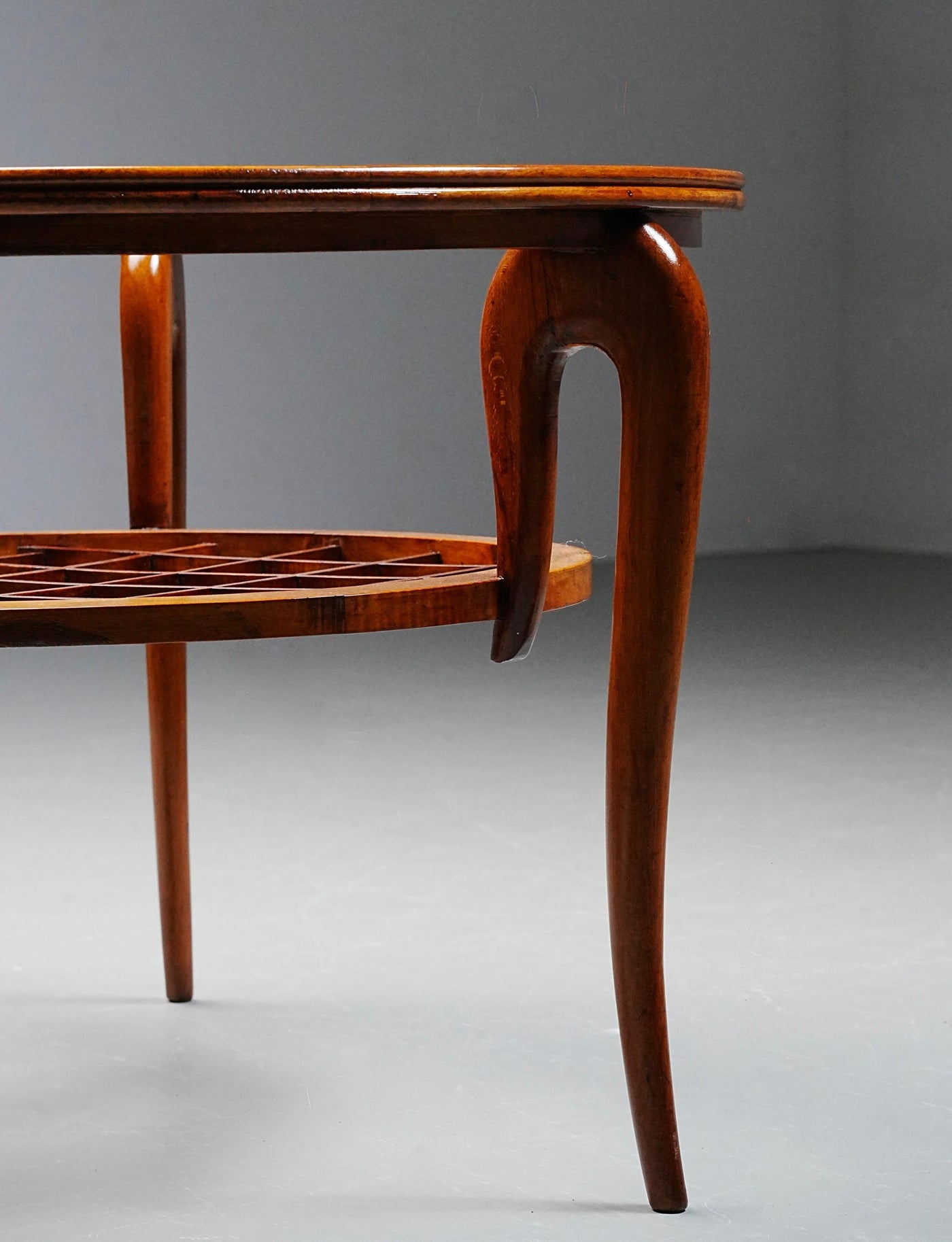 Round Coffee Table in Walnut and Glass, Italy, 1950's