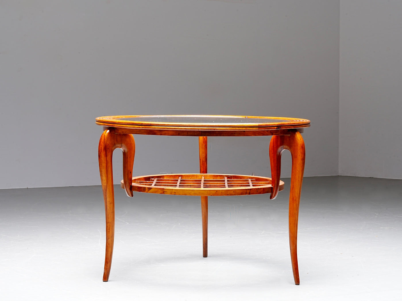 Round Coffee Table in Walnut and Glass, Italy, 1950's