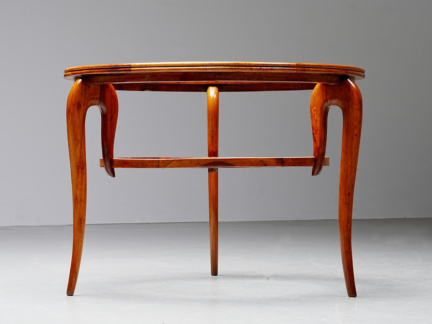 Round Coffee Table in Walnut and Glass, Italy, 1950's