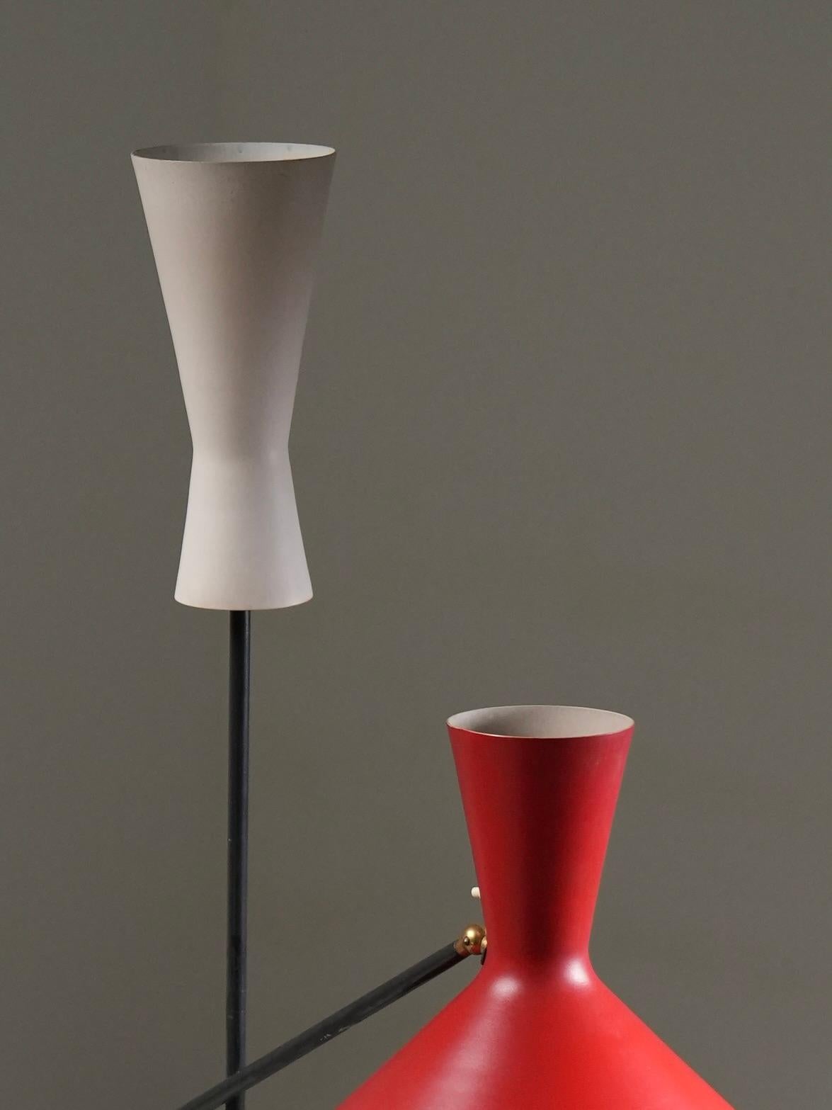 Floor Lamp by Carl Moor for BAG Turgi in Metal and Brass, Switzerland, 1950's
