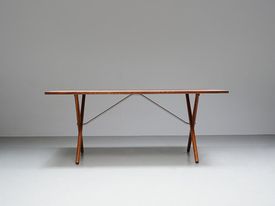 Hans Wegner by Andreas Tuck Dining Table 303 in Oak and Metal, Denmark, 1950's