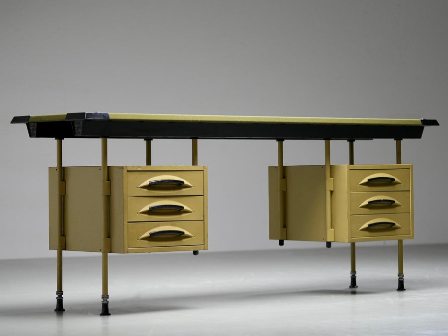 Studio BBPR for Olivetti "Spazio" Desk with an Olive Felt Top, Italy, 1960's