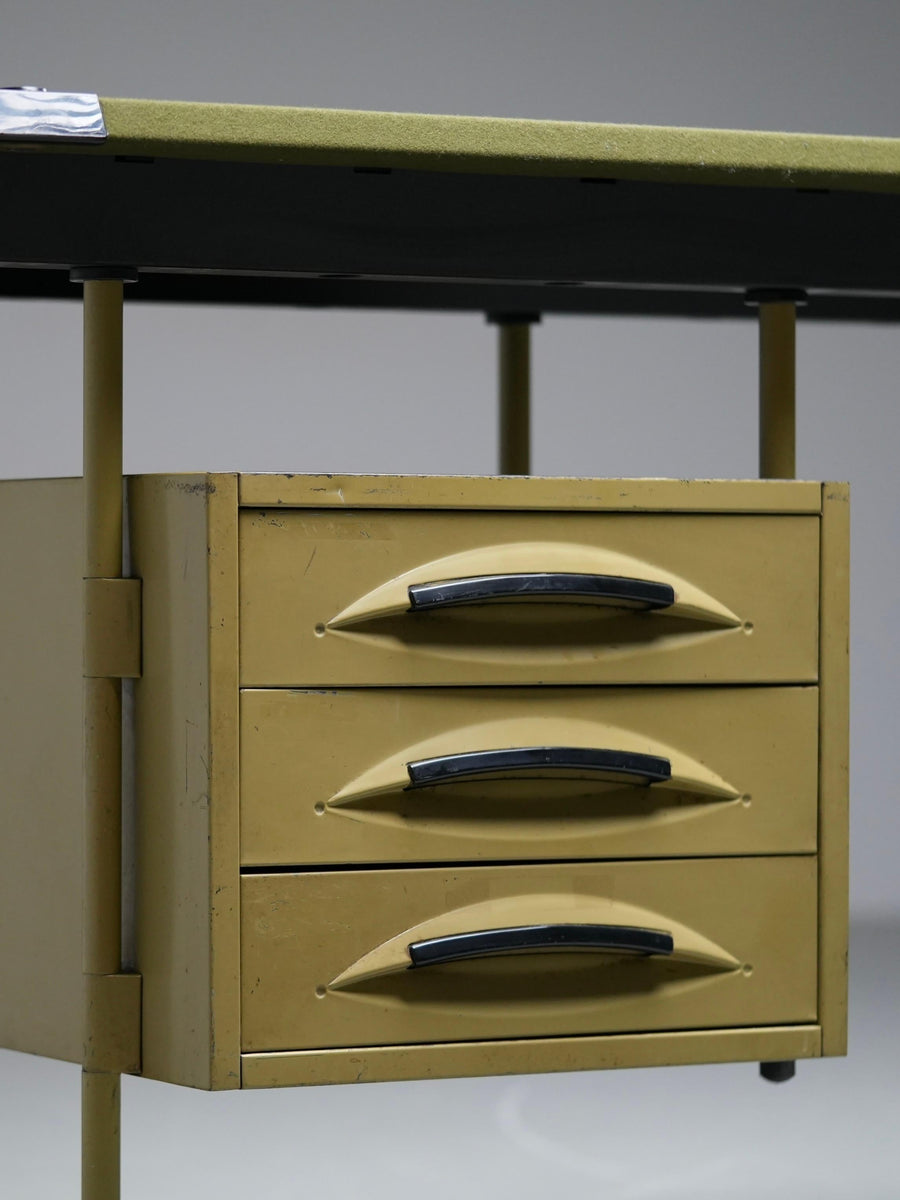 Studio BBPR for Olivetti "Spazio" Desk with an Olive Felt Top, Italy, 1960's