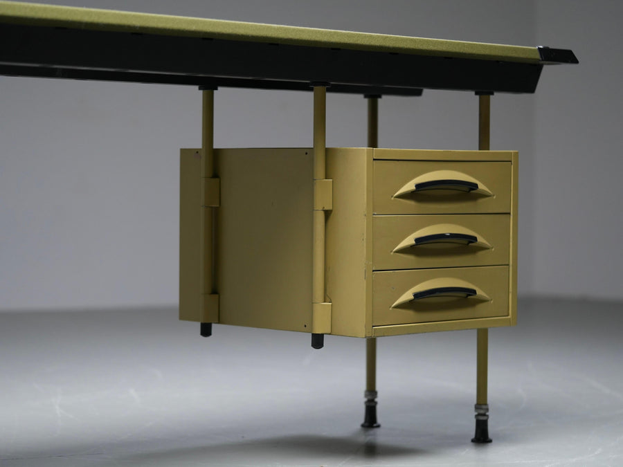 Studio BBPR for Olivetti "Spazio" Desk with an Olive Felt Top, Italy, 1960's