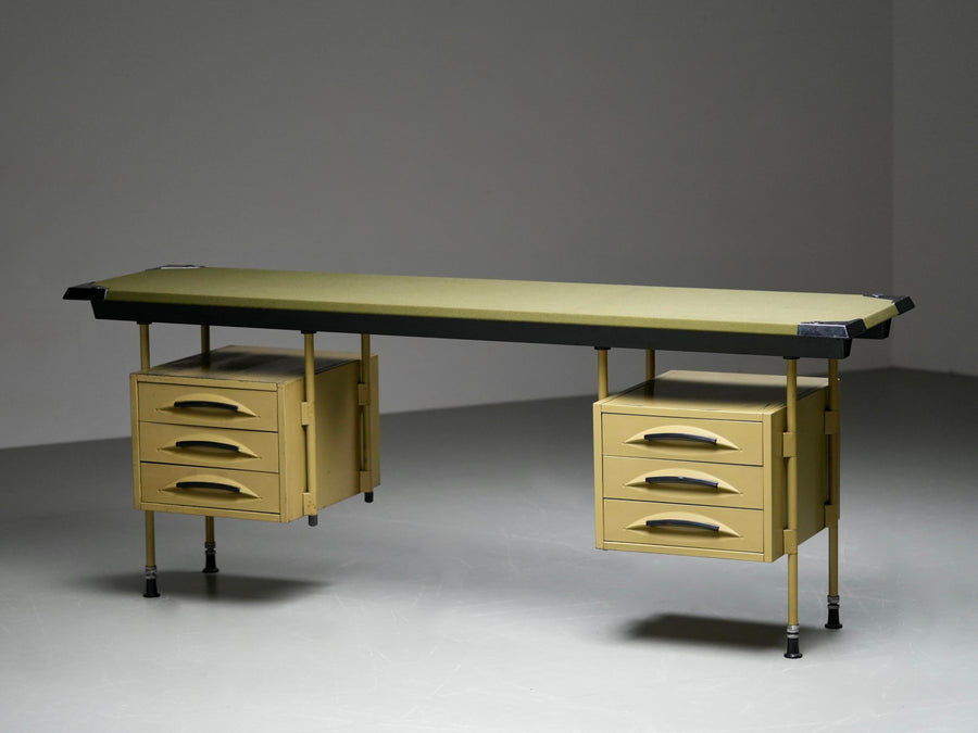 Studio BBPR for Olivetti "Spazio" Desk with an Olive Felt Top, Italy, 1960's