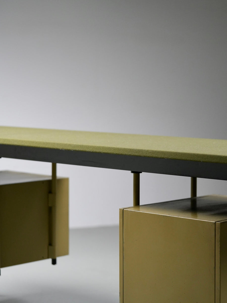 Studio BBPR for Olivetti "Spazio" Desk with an Olive Felt Top, Italy, 1960's