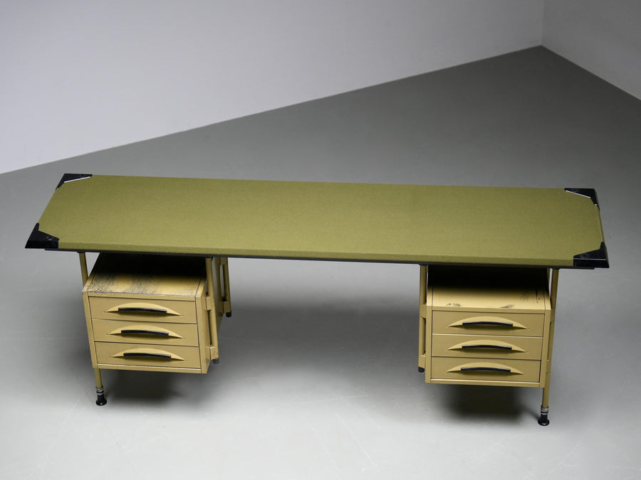 Studio BBPR for Olivetti "Spazio" Desk with an Olive Felt Top, Italy, 1960's