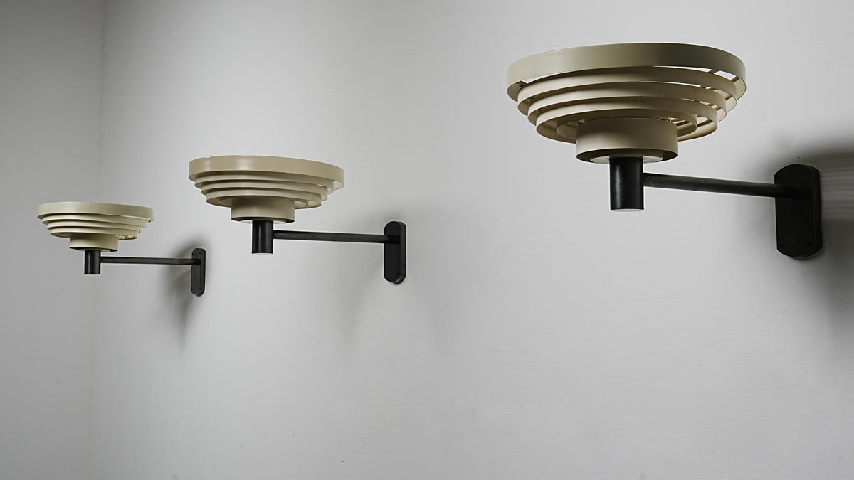 Set of 3 Wall Lights in Metal and Glass, Europe, 1960's