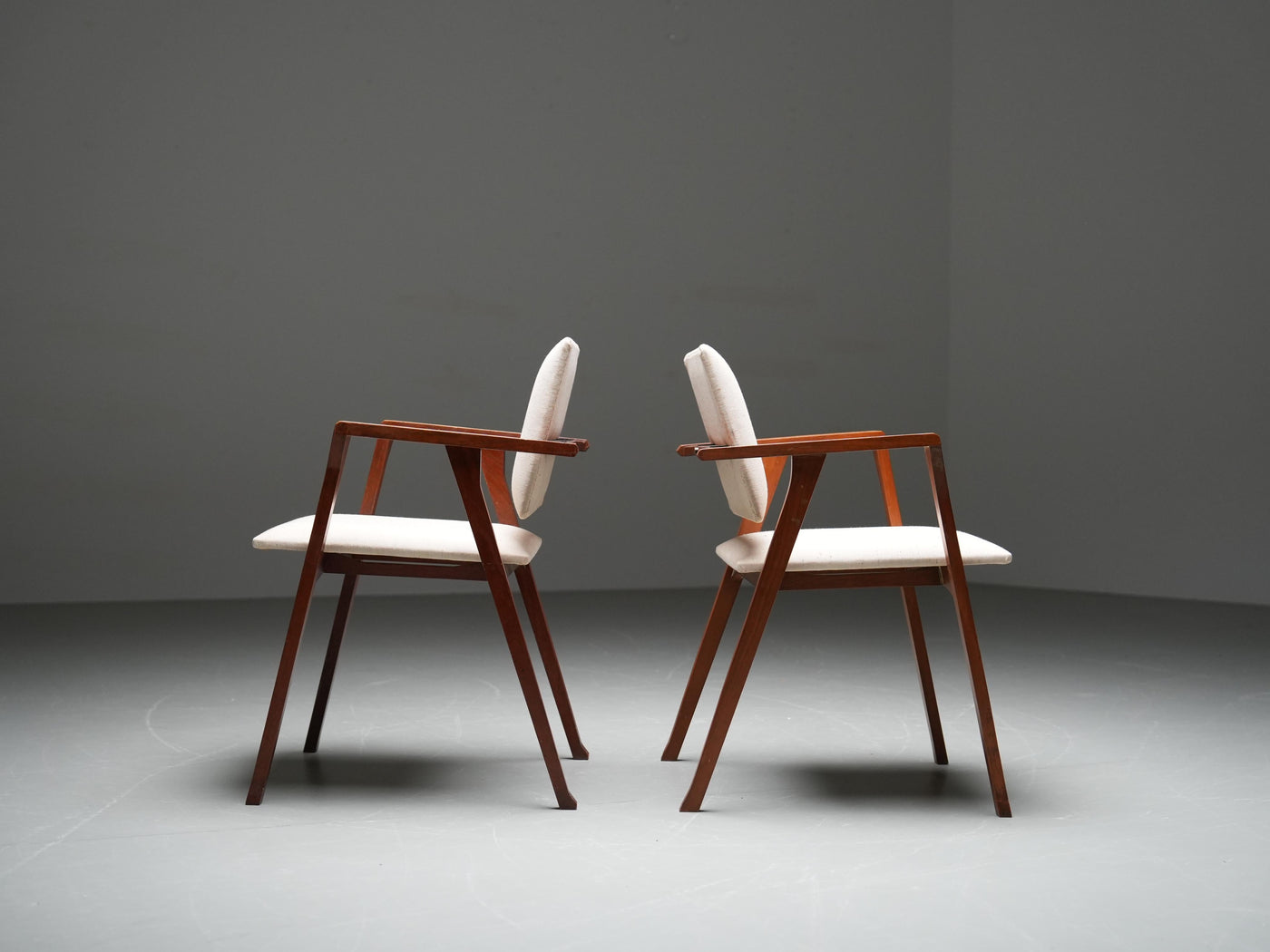 Two 'Luisa' Armchairs by Franco Albini in Oak, Metal and Fabric, Italy, 1949